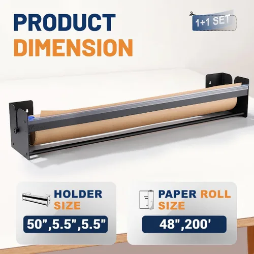Miniatura 2 de Perkhomy Dispensador y cortador de rollos de papel de 48 pulgadas, montaje en pared, mesa antideslizante, papel de kraft, congelador, carnicero