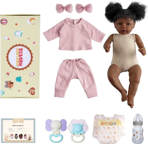Miniatura 7 de BABESIDE Muñecas realistas de bebé Reborn de niña negra, cuerpo de vinilo suave de 20 pulgadas, muñecas de bebé recién nacidas hechas a mano