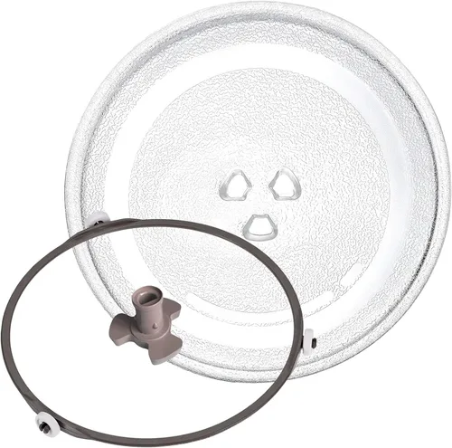 Placa de vidrio para microondas de 9.6 pulgadas, kit de repuesto de placa de microondas con acoplador en Y y anillo giratorio redondo, placa