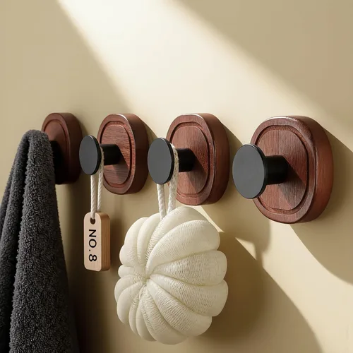 Miniatura 19 de DELITON Paquete de 4 ganchos adhesivos para toallas - Blancos, ganchos autoadhesivos resistentes para pegar en la pared, para colgar batas, abrigos