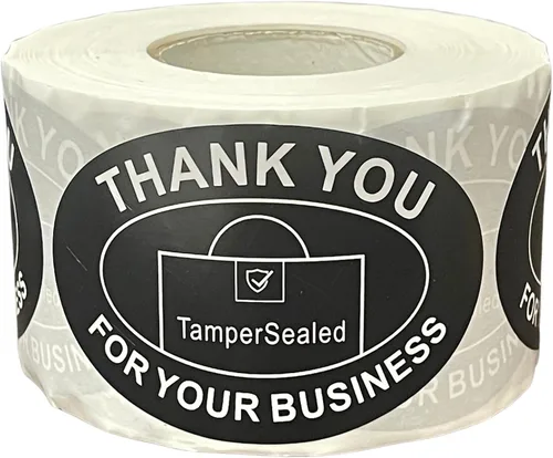 Adhesivos redondos de papel con texto en inglés "Thank You for Your Business" (2 x 3 pulgadas, 500 unidades) para contenedores de alimentos (rollo
