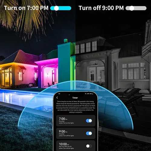 Miniatura 4 de KSIPZE Tiras de luces LED al aire libre impermeables IP68, luces LED al aire libre RGB con botón y control de aplicación Bluetooth, sincronización