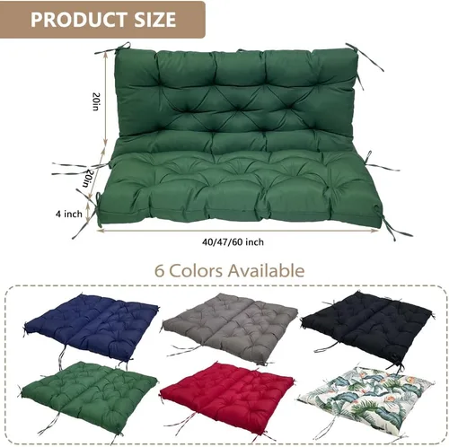 Miniatura 2 de Gollense Cojines de columpio para porche, 3 asientos, cojín de columpio para exteriores con respaldo, cojín de banco de 60 x 40 pulgadas con 8 lazos