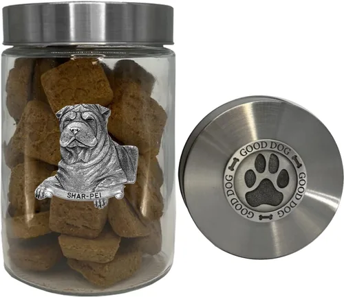 Miniatura 25 de Heritage Pewter Basset Hound Good Dog Treat Jar – Tarro de golosinas de 34 onzas con tapa hermética a rosca Regalo para propietarios de Basset