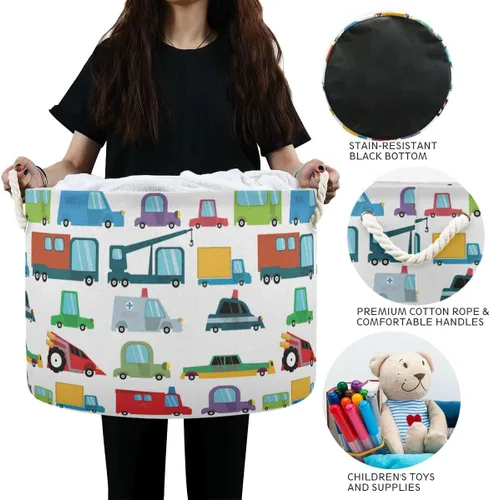 Miniatura 6 de senya Cesta de almacenamiento grande plegable bolsa de ropa redonda plegable de tela para ropa sucia cesta de lavado plegable para niños coches