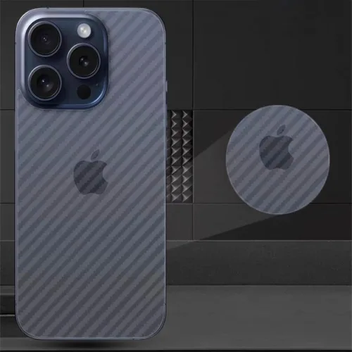 Miniatura 4 de Epivol Protector de pantalla trasera 3D Fibra de carbono Ultra Thin Protector Film para iPhone 15 Pro -2 PC Transparente