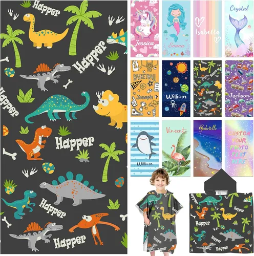 Miniatura 14 de Toallas de playa personalizadas para niños, toallas de playa personalizadas con nombres, regalos personalizados para niños pequeños, niñas