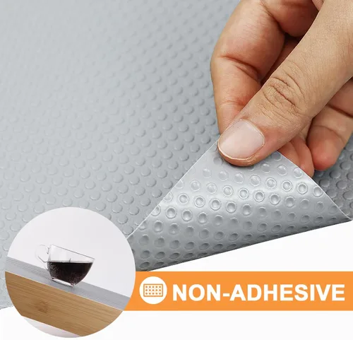 Miniatura 4 de FLPMIX Revestimientos de estantes para armarios negros: tapete impermeable para cajones de cocina, no adhesivo, fácil de cortar, revestimiento