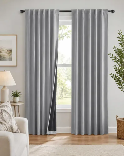 Miniatura 32 de PONY DANCE Cortinas opacas 100% cortas de 24 pulgadas de largo, medias cortinas con aislamiento térmico para ventanas pequeñas con parte trasera