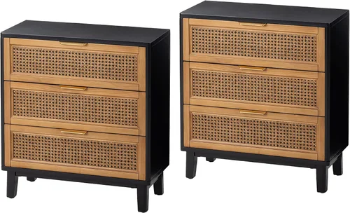 Miniatura 11 de COZAYH Mesita de noche de estilo granja moderna completamente ensamblada con líneas limpias, mesa auxiliar con 1 cajón, negro