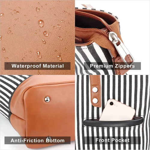 Miniatura 8 de Bolsa de mano para laptop para mujer, maletín grande de lona para mujer, bolsa de trabajo impermeable para computadora portátil de 15.6 pulgadas