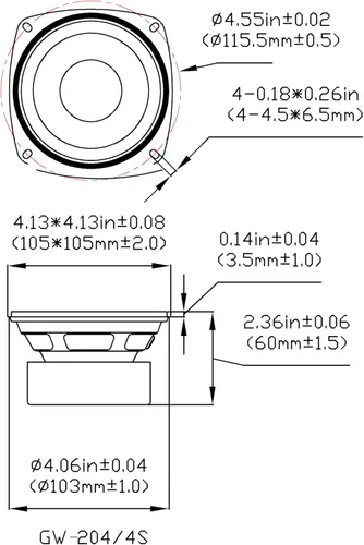 Miniatura 2 de Goldwood Sound GW-204/4S - Altavoz de repuesto blindado de 4 pulgadas, 70 W, 4 ohmios, color negro