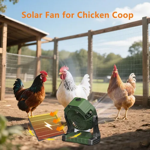 Miniatura 7 de Ausic Ventilador solar de 10 W con nebulizador, ventilador de campamento con panel solar, ventiladores portátiles para exteriores, ventiladores