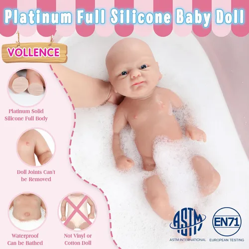 Miniatura 3 de Vollence - Muñecas de bebé de silicona de cuerpo completo de 14 pulgadas, no es de vinilo, muñecas de silicona platino real, suave y realista, niña