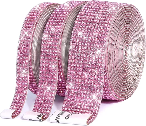 Miniatura 12 de 3 rollos / 6.6 yardas, cinta autoadhesiva de diamantes de imitación de diamantes de imitación, diamantes de imitación para manualidades, decoración