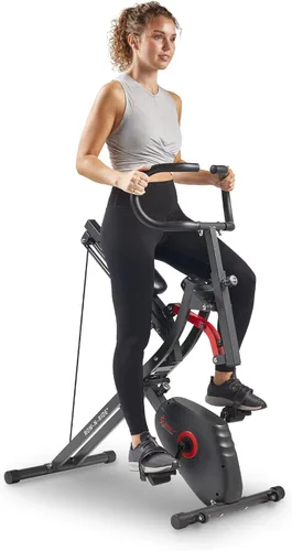 Miniatura 9 de Sunny Health & Fitness Row-N-Ride PRO, máquina de sentadillas completa para todo el cuerpo con banda de resistencia opcional, fácil de instalar