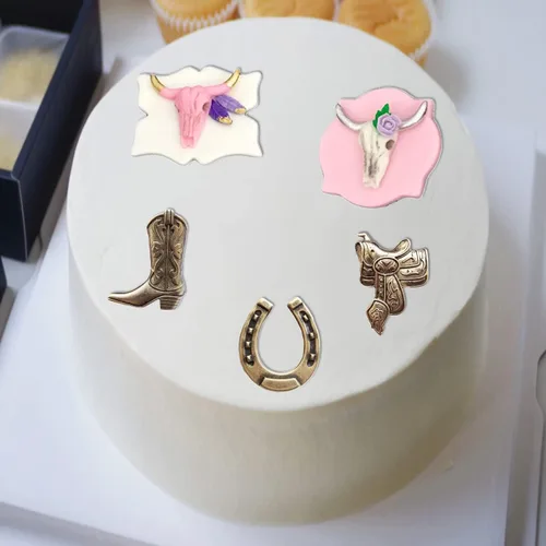 Miniatura 6 de Mujiang Bull Head - Moldes de silicona para montar de caballo, herradura, botas de herradura, moldes de fondant para decoración de pasteles, dulces