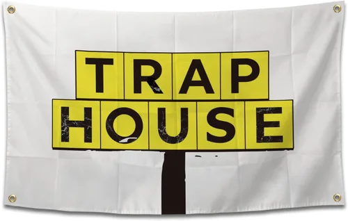 Bandera de Trap House Graciosa Póster Duradera Bandera de Pared de Cueva de Hombre con Ojales de Latón de 3 x 5 Pies para Decoración de Dormitorio