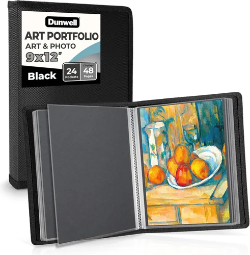 Miniatura 16 de Dunwell Art Portfolio - Carpeta de 9 x 12 pulgadas (azul), papel de montaje negro, carpeta de portafolio para obras de arte, carpeta de arte de 9 x