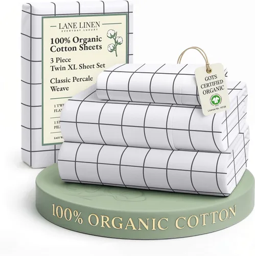 Miniatura 199 de LANE LINEN Sábanas 100% algodón orgánico para cama tamaño King, sábanas de percal suave, transpirables, de lujo, estilo hotelero, lavables a 09