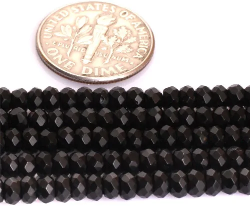 Miniatura 2 de Granos de piedra preciosa semipreciosa natural del grado AAA para la fabricación de la joyería 15 '' (Rondelle espinela negra/2X4MM)