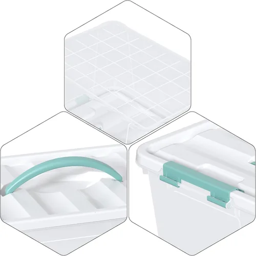 Miniatura 4 de Ramddy Paquete de 6 contenedores de almacenamiento de plástico de 14 cuartos de galón con asa, caja de contenedor transparente con pestillo