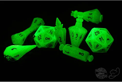 Miniatura 3 de PolyHero Wizard Dice Set – Acid Splash Polyheadral Shaped Dice for D&D & RPG - Role Playing Games 8-Piece Themed Set, Unique Gift for Tabletop