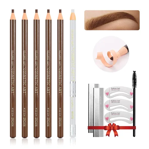 Miniatura 11 de Set de Lápiz de Cejas Impermeable, Lápiz de Cejas con Cordón de Tirar y Desmontable, Kit de Suministros de Microblading, Lápiz de Línea de Ojos