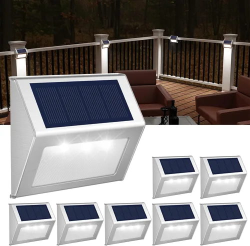 Miniatura 10 de JSOT - Luces solares de exteriores para terraza, impermeable, funciona con energía solar, luz led inalámbrica para pasarela, patio, escaleras