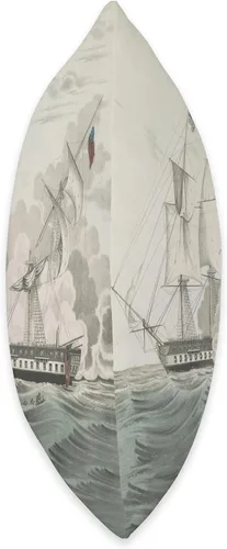 Miniatura 2 de War of 1812 Navy Warship Battle USS Constitution & HMS Java Naval Battle Illustration (1846) - Almohada de 16 x 16 pulgadas, multicolor