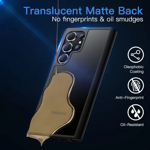 Miniatura 5 de JETech Funda mate para Samsung Galaxy S23 Ultra 5G de 6.8 pulgadas, funda protectora delgada translúcida esmerilada para teléfono, antihuellas Negro