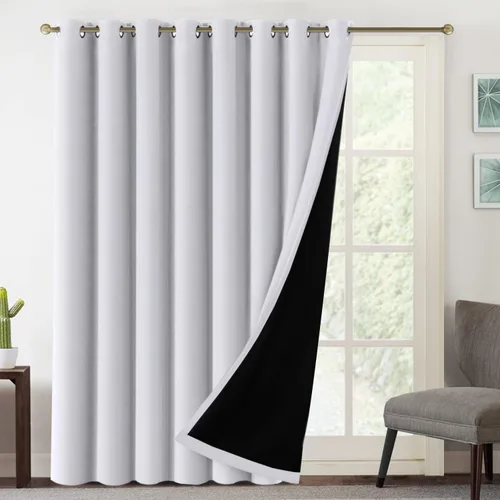 Miniatura 8 de MeilleMaison Paneles de cortina 100 % opacas para ventana de dormitorio, bloqueo de luz completa, de 84 pulgadas de largo, con aislamiento térmico