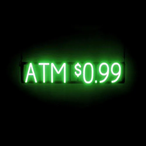 Miniatura 26 de SpellBrite Letrero de cajero automático para negocios Señales relacionadas con cajeros automáticos y EBT con aspecto de neón, luz LED verde 14.6