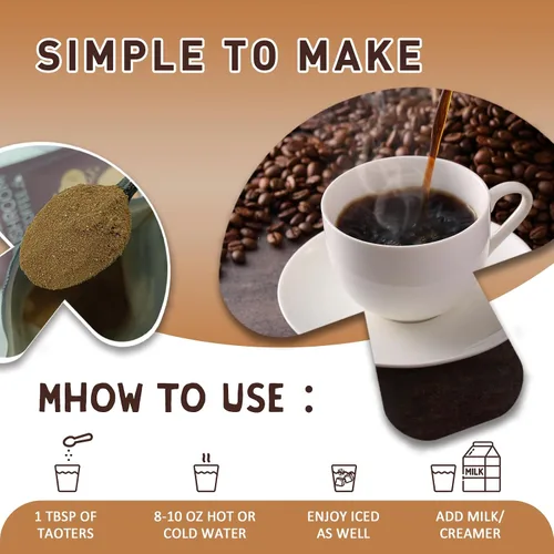 Miniatura 8 de Café de Hongos Enfoque Mejorado, Inmunidad Aumentada, Energía Mejorada 6 Hongos Adaptogénicos: Cordyceps, Reishi, Trompeta del Rey, Shiitake