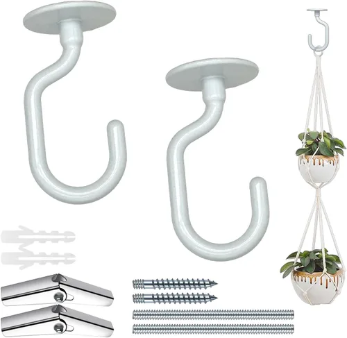 Miniatura 9 de 2 juegos de ganchos de techo de latón antiguo, con accesorios para colgar plantas, instalación de paneles de yeso e techo, diseño resistente