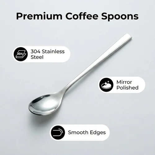 Miniatura 5 de IMEEA Cucharas de café y té de 5.5 pulgadas, cucharas pequeñas de postre de acero inoxidable SUS304 para café, té y helado, juego de 6