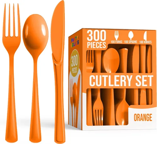 Miniatura 9 de Party Solids - Juego de cubiertos de plástico negro resistente de 300 piezas, cubiertos desechables negros resistentes, juegos de utensilios, 100