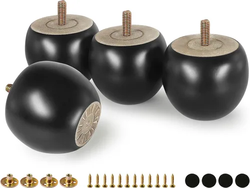FoDau770 Patas de madera de goma para muebles de 2.4 pulgadas, patas de sofá modernas de mediados de siglo, patas de sofá resistentes, patas de Negro