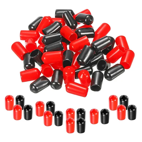 Miniatura 65 de MECCANIXITY 50 unids tapas de goma Surtido de 0.079 in PVC vinilo tornillo rosca protector para tornillo tornillo negro rojo