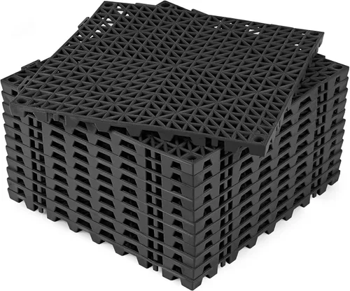 Miniatura 23 de ToLanbbt Cojín modular entrelazado 8P de 11.8 x 11.8 pulgadas, agujeros de drenaje de goma entrelazados antideslizantes para cubierta, ducha