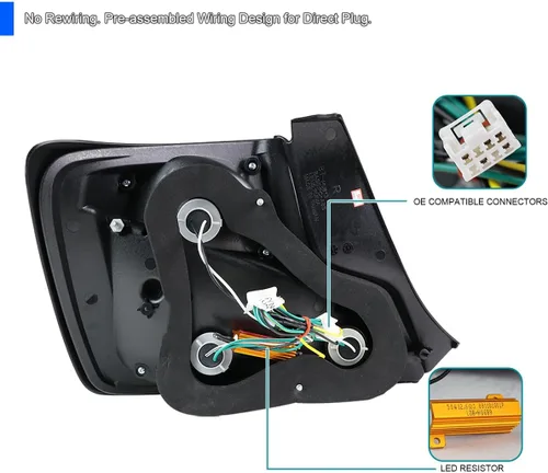 Miniatura 5 de SPEC-D TUNING Luces traseras LED negras con barra de luz LED blanca compatible con Scion TC 2011-2013, conjunto de par izquierdo + derecho