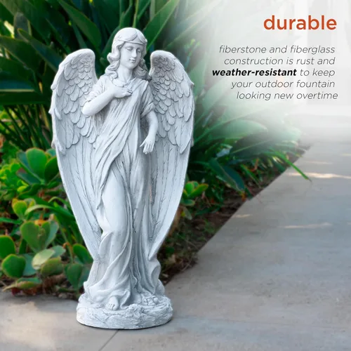 Miniatura 7 de Alpine Corporation 79 cm de alto Estatua de ángel para interior/exterior Arte de jardín Decoración, gris claro 31 pulgadas de alto - Ángel gris claro