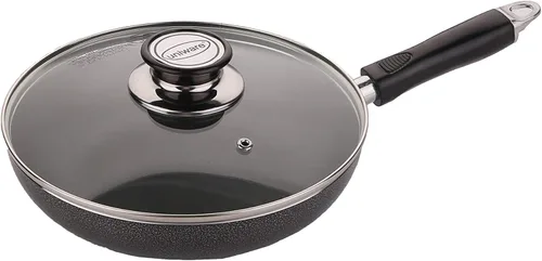 Uniware Sartén de 10.2 pulgadas con cubierta de vidrio templado, antiadherente, apta para lavavajillas