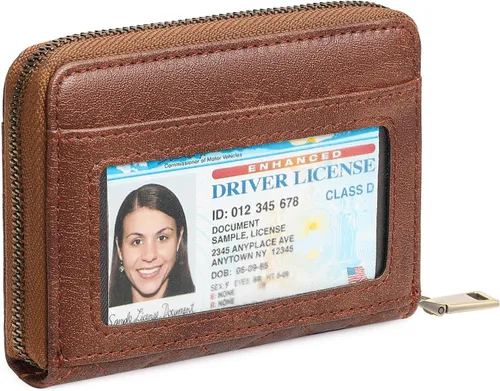 Miniatura 8 de FALAN MULE Cartera de Cuero para Tarjetas de Crédito con Bloqueo RFID Pequeña para Mujeres con Muñequera, Azul claro, Vintage