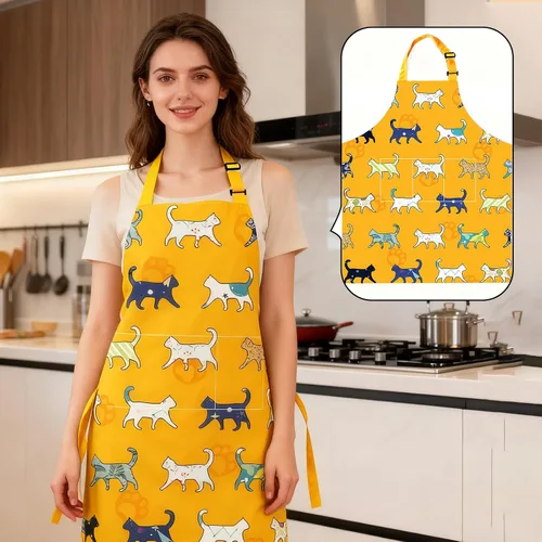 Miniatura 2 de Delantal de gato lindo delantal de cocina para mujeres y hombres, delantales divertidos para cocinar, hornear, pintura, jardinería y fiesta