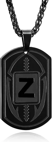 Miniatura 45 de Graduation Gifts - Football Initial Necklace for Men Boys Kids Teen Dog Tag Stainless Steel Black Letter Pendant Sport Football Athletes Jewelry