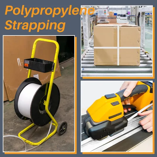 Miniatura 7 de Amylove Rollo de flejado de 1/2 pulgada, polipropileno (Pp), embalaje de polietileno resistente, 600 libras, resistencia a la rotura para máquinas