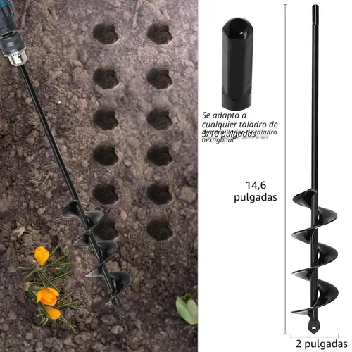 Miniatura 2 de TCBWFY Broca de taladro de 5 x 37 cm para plantas de jardín, barrena rápida y taladro para bulbos y plantines, para taladros hexagonales de 8/20 cm
