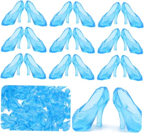 Miniatura 9 de 30 pares de mini sandalias de cristal para mujer, tacones para decoración de mesa de boda, tacones altos transparentes para mujer, mini zapatos