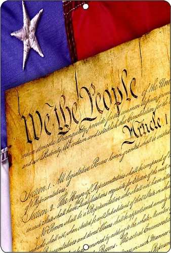 Constitución de los Estados Unidos Metal Estaño Signo Decoración de Pared Hombre Cueva Bar USA Bandera de Estados Unidos